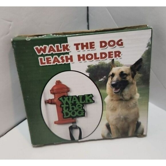 "Walk The Dog" Dog Leash/Keys/Trinkets Holder Wall Plaque Red Hydrant NIB - Picture 7 of 10